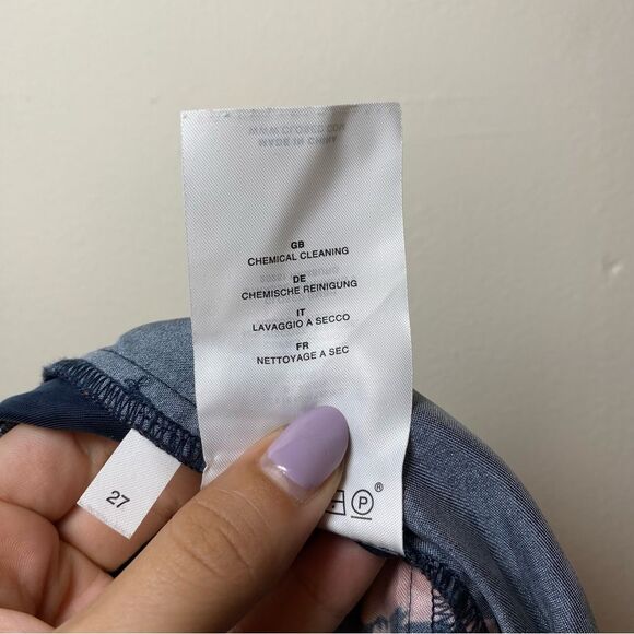 CLOSED Japanese Cherry Blossom Print Straight Leg Pants in Navy/Pink Sz 27 - Picture 14 of 14